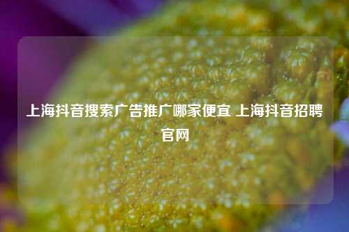 上海抖音搜索广告推广哪家便宜 上海抖音招聘官网
